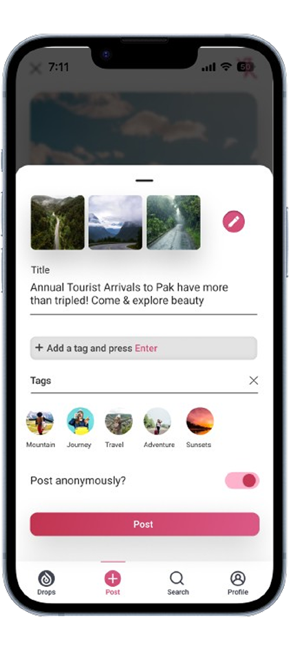 Post creation UI screenshot